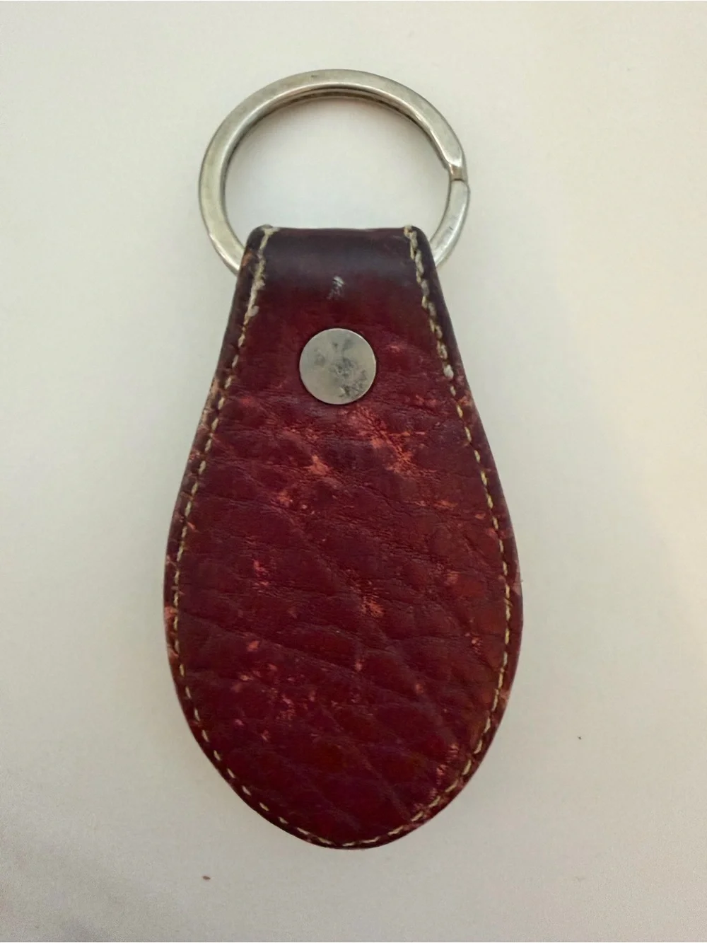 Vintage Dooney & Bourke Brown Leather Key Ring with Brass Duck Medallion
